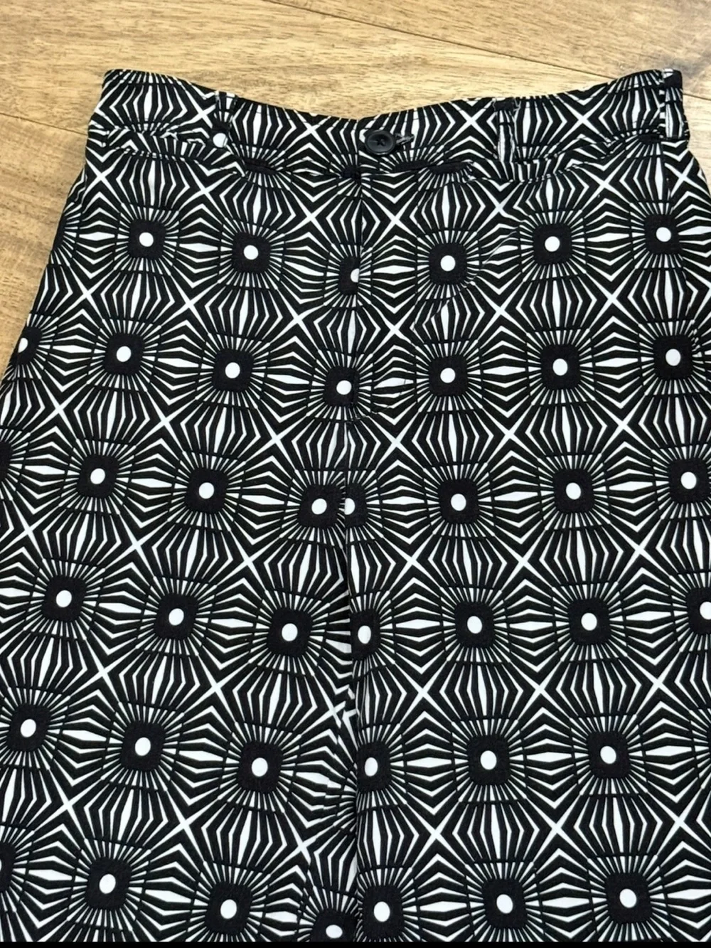 Anthropologie Maeve The Ettie High-Rise Crop Wide-Leg Pants In Geometric Print - Picture 7 of 16